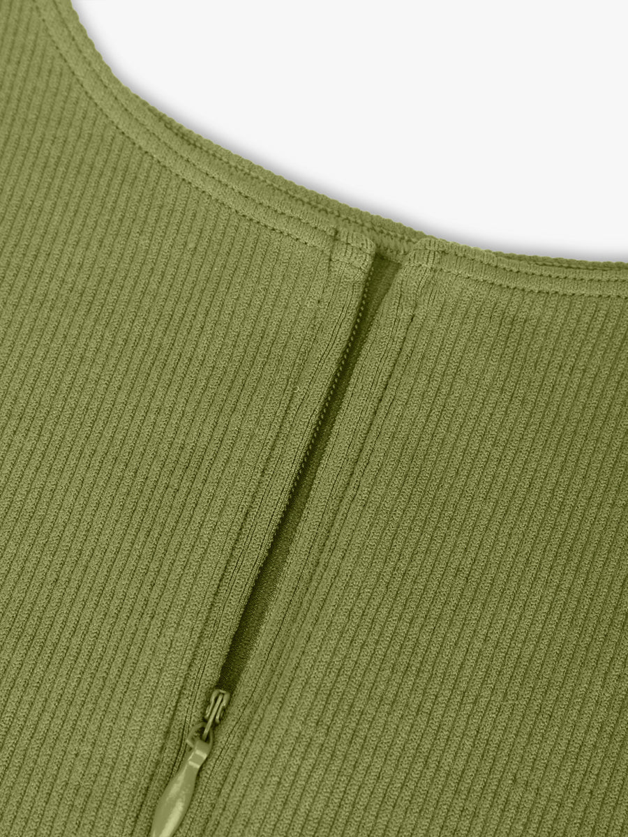 Seamless Ribbed Zip-Up Bodysuit