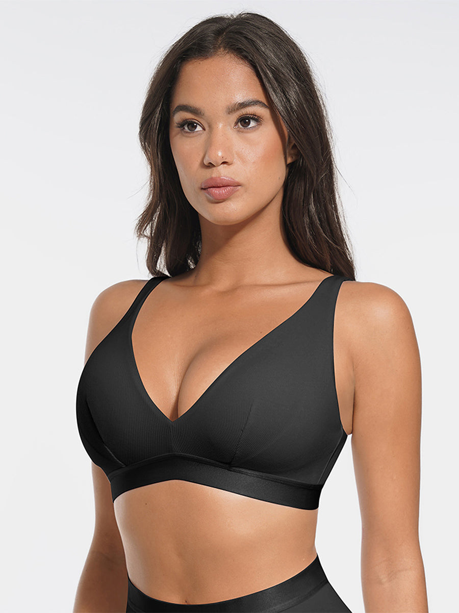 Ribbed V-Neck Modal Bralette with Removable Pads