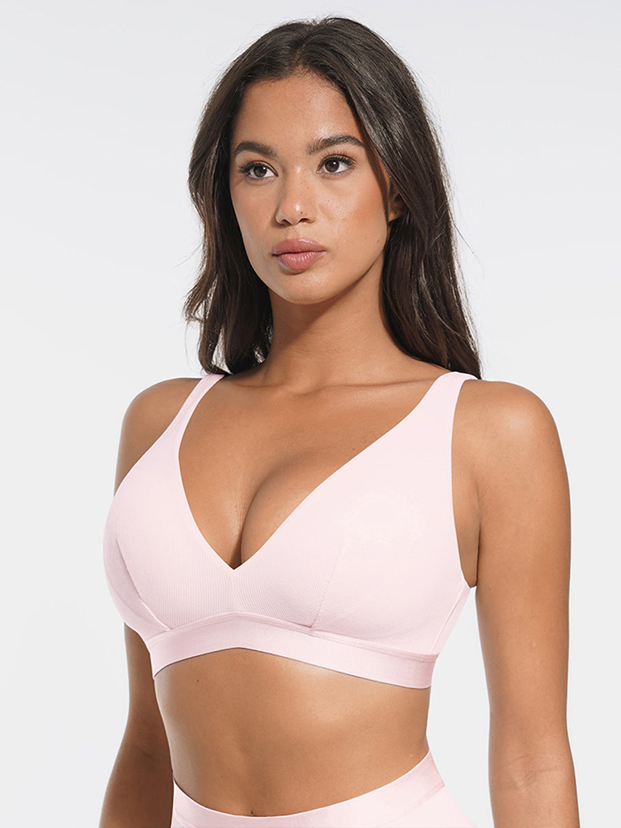 Ribbed V-Neck Modal Bralette with Removable Pads