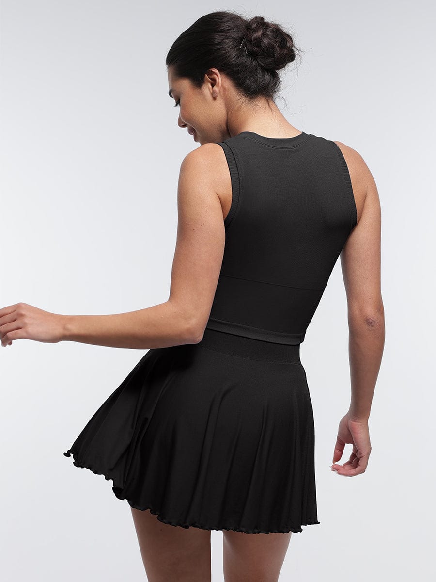 Mid-Waist Flared Skirt with Pockets