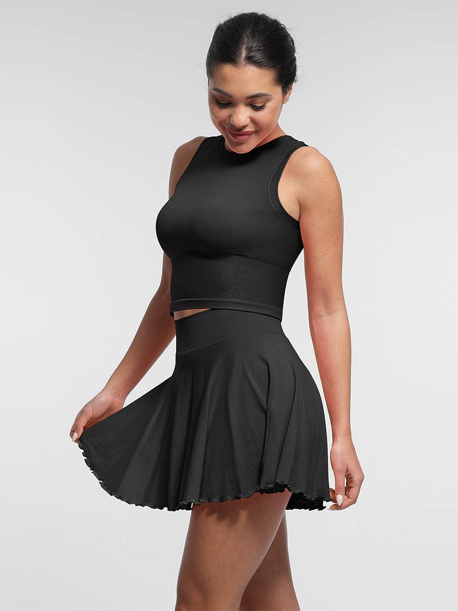 Mid-Waist Flared Skirt with Pockets