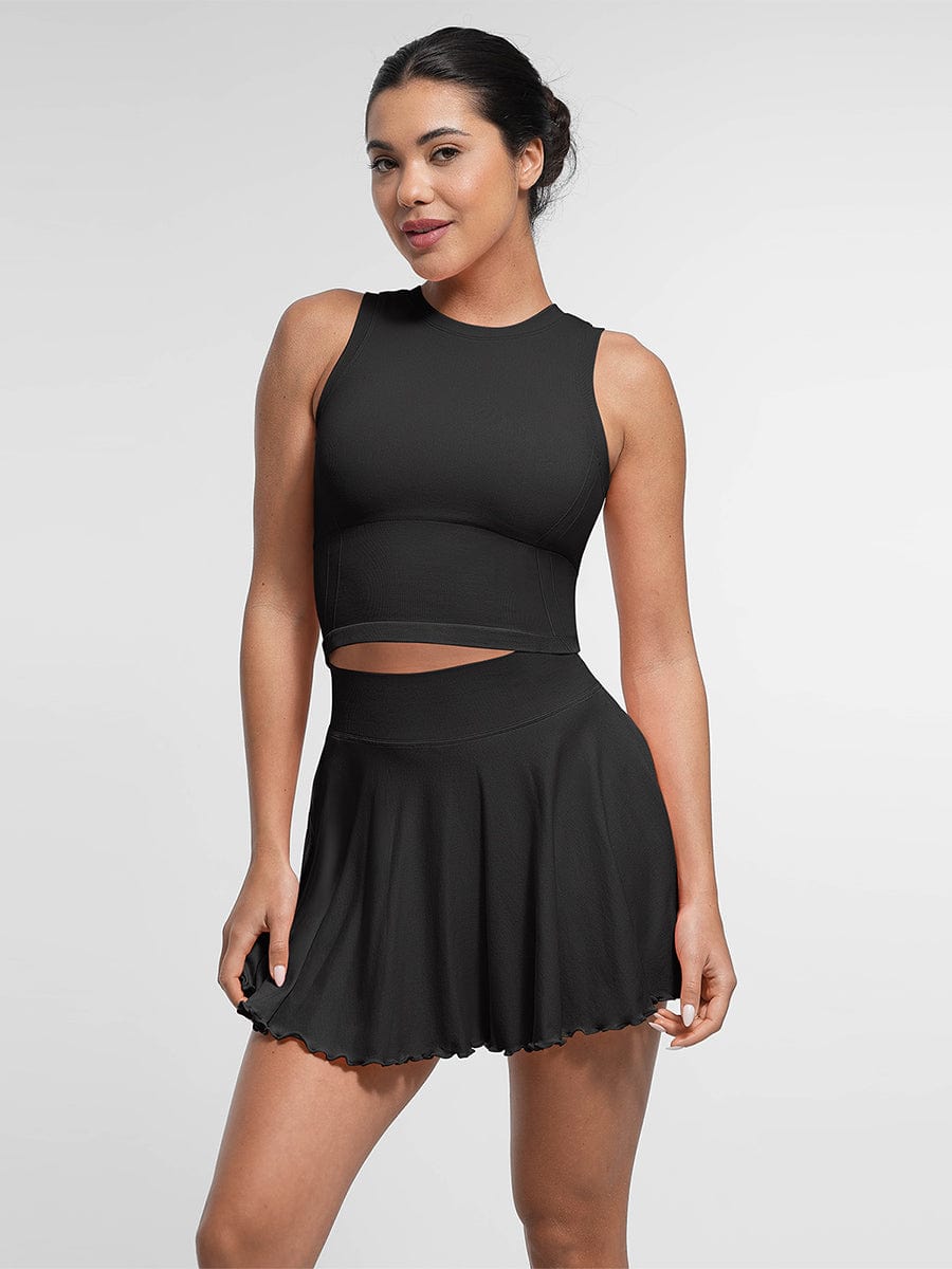 Mid-Waist Flared Skirt with Pockets