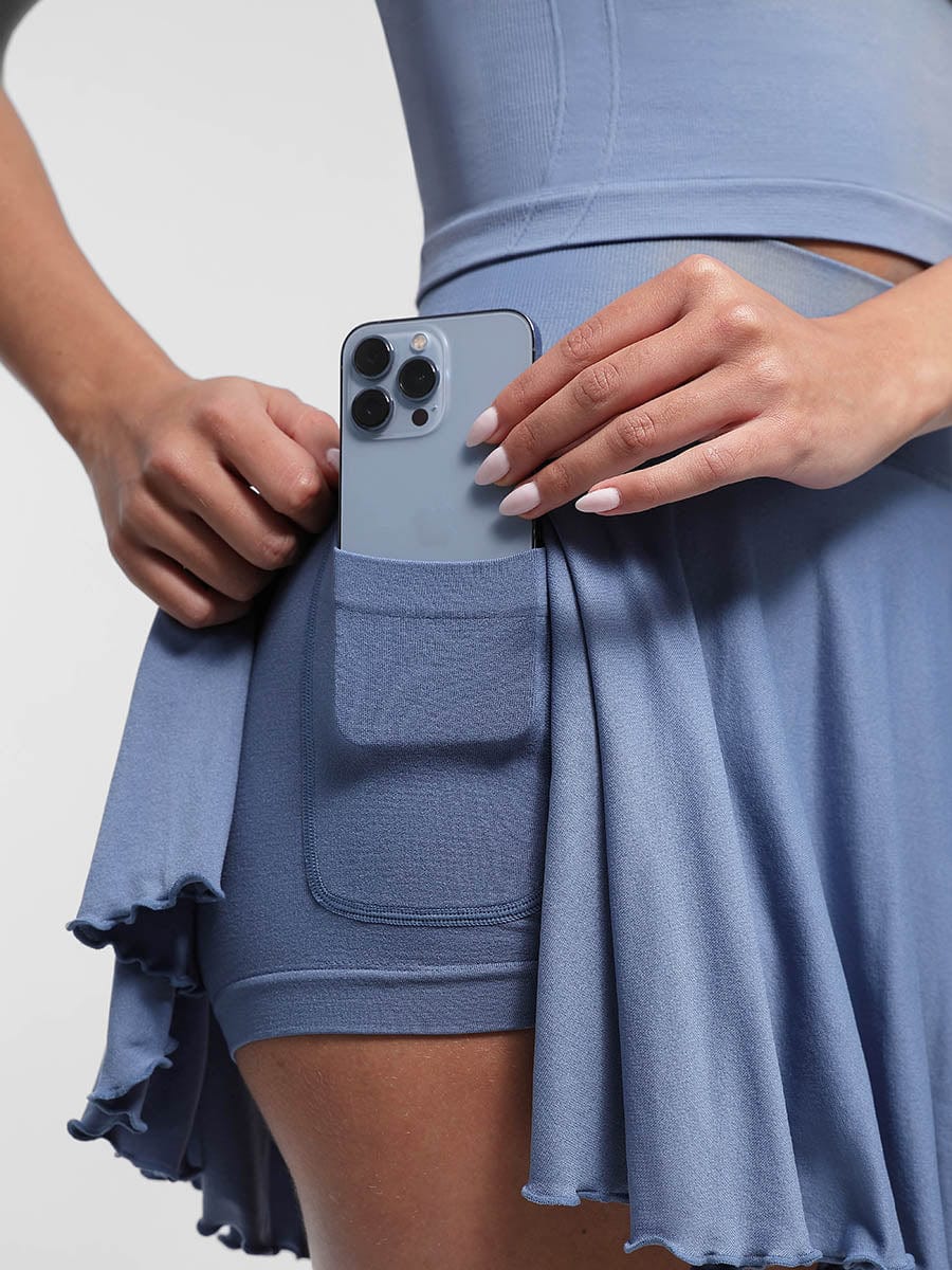 Mid-Waist Flared Skirt with Pockets