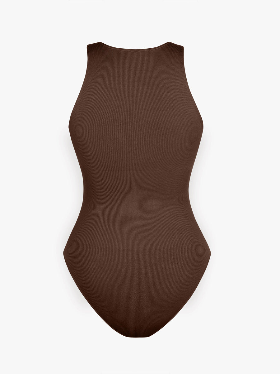 Seamless Ribbed Zip-Up Bodysuit