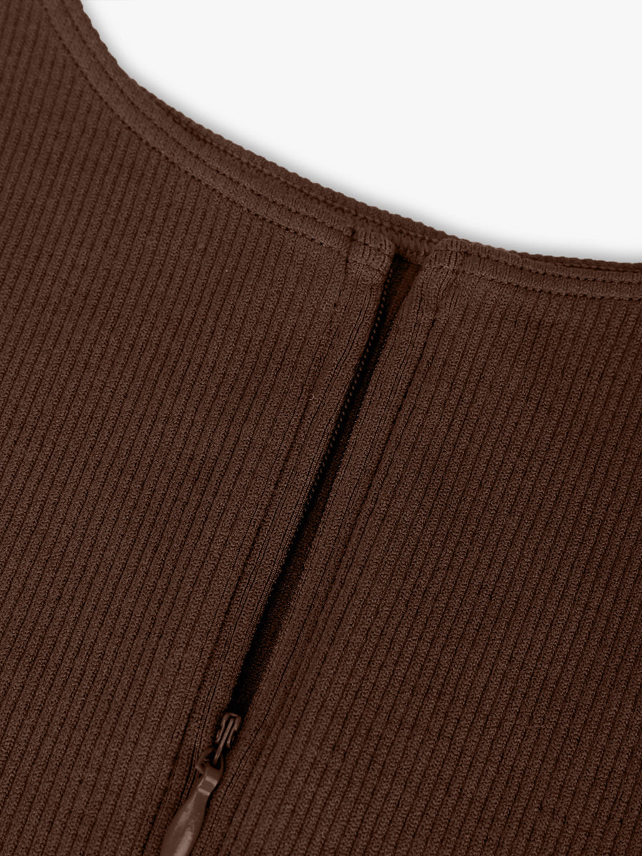 Seamless Ribbed Zip-Up Bodysuit