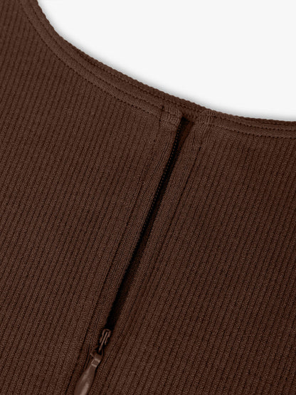 Seamless Ribbed Zip-Up Bodysuit