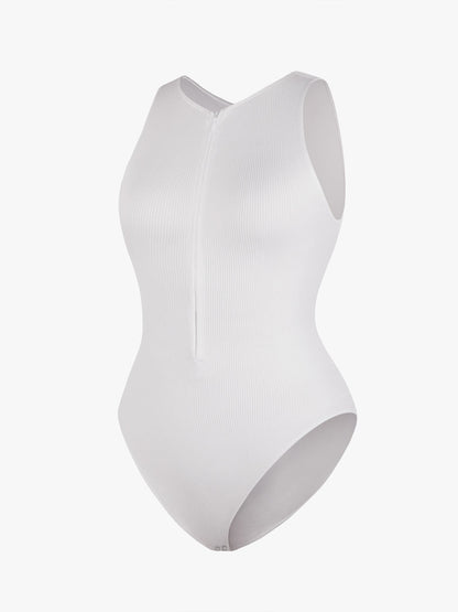 Seamless Ribbed Zip-Up Bodysuit