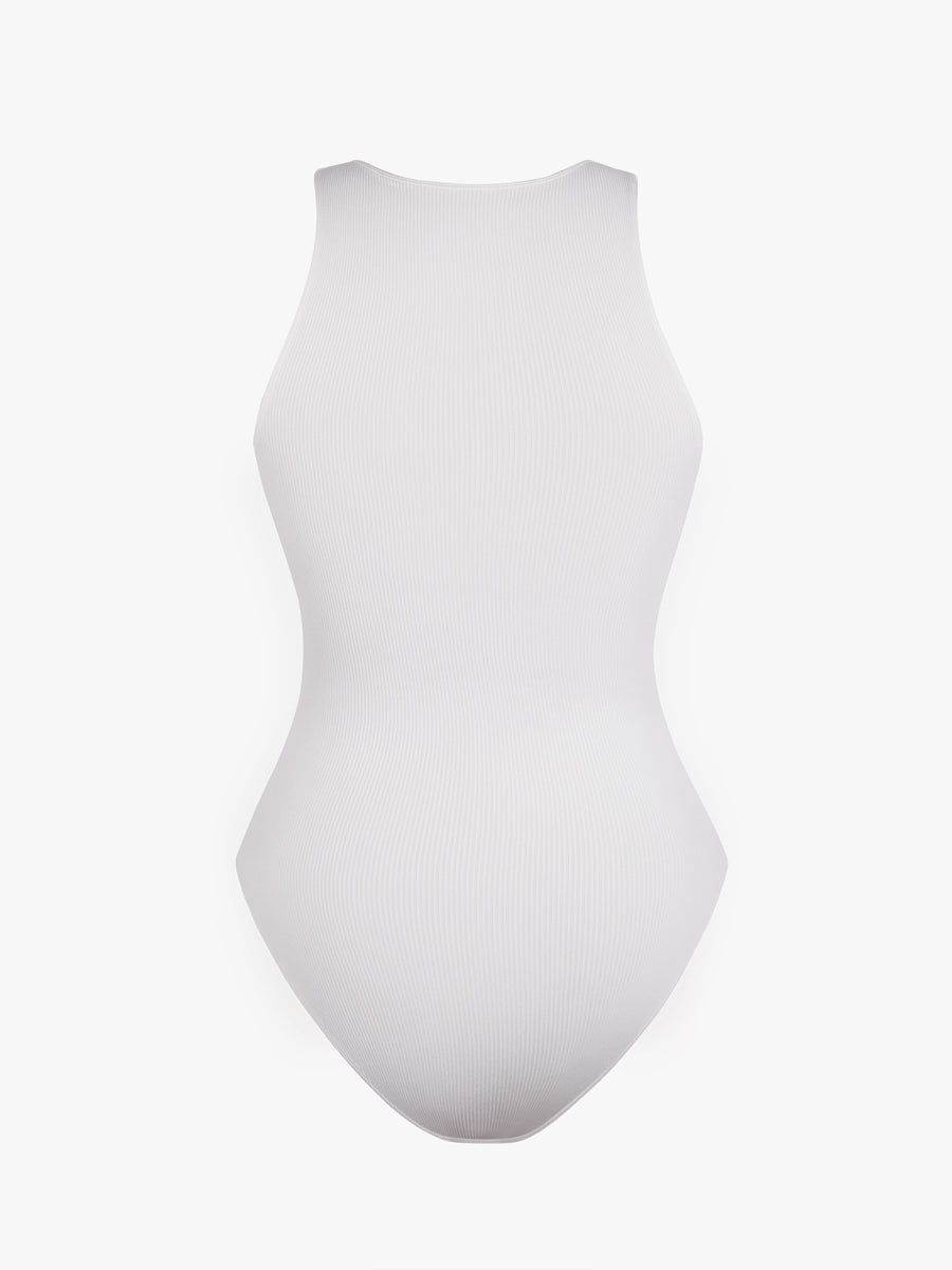 Seamless Ribbed Zip-Up Bodysuit