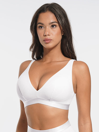 Ribbed V-Neck Modal Bralette with Removable Pads