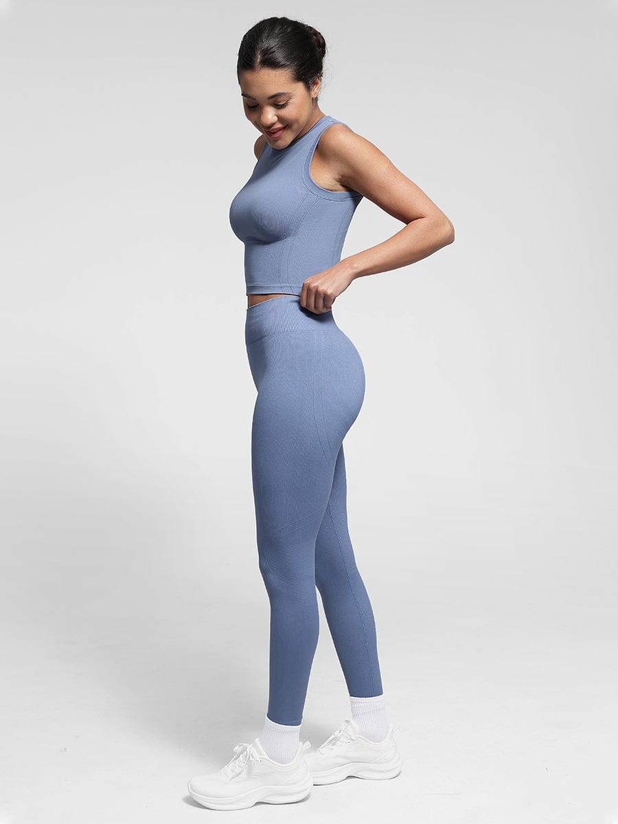 Seamless Sports Top with Built-in Bra & Removable Cups