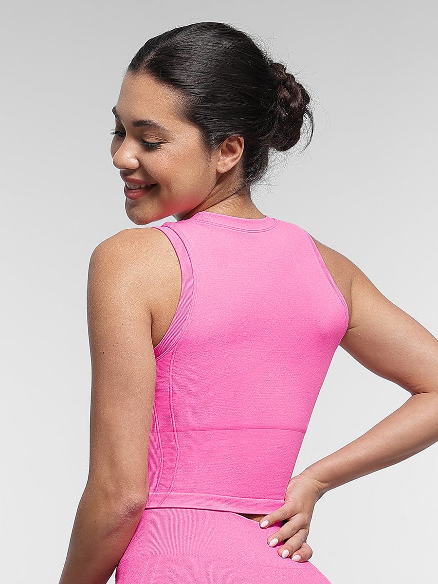 Seamless Sports Top with Built-in Bra & Removable Cups