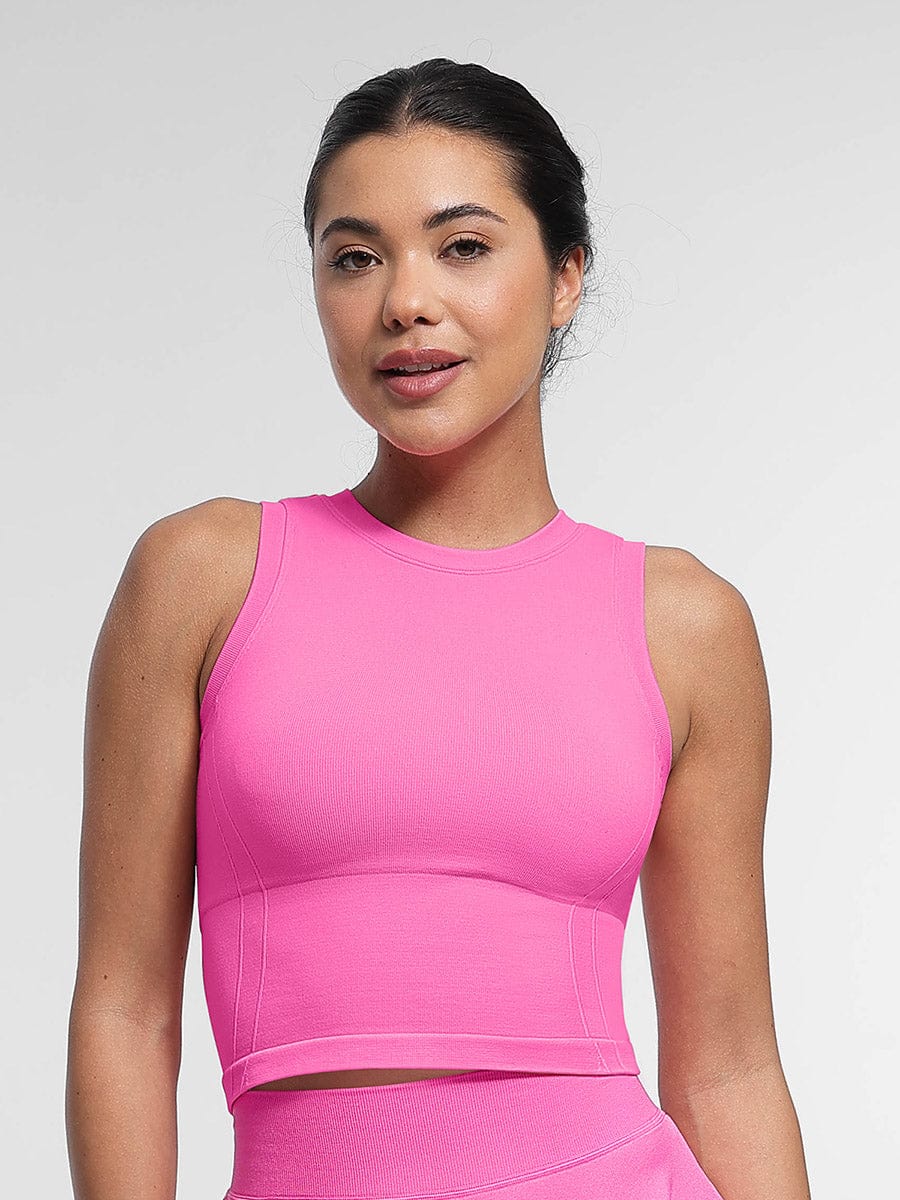 Seamless Sports Top with Built-in Bra & Removable Cups