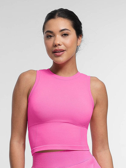 Seamless Sports Top with Built-in Bra & Removable Cups