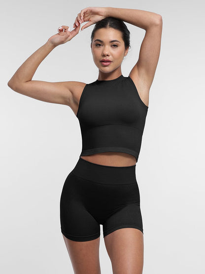 Seamless Sports Top with Built-in Bra & Removable Cups