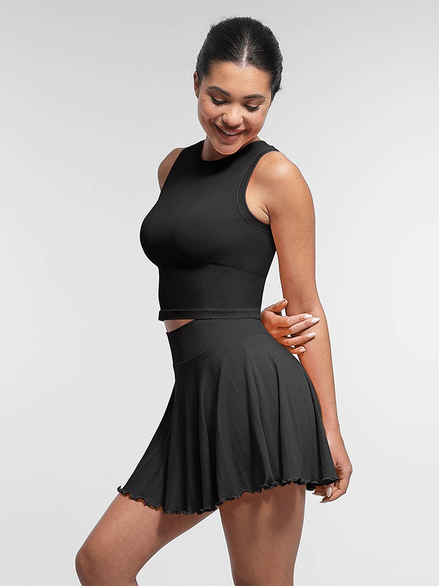 Seamless Sports Top with Built-in Bra & Removable Cups