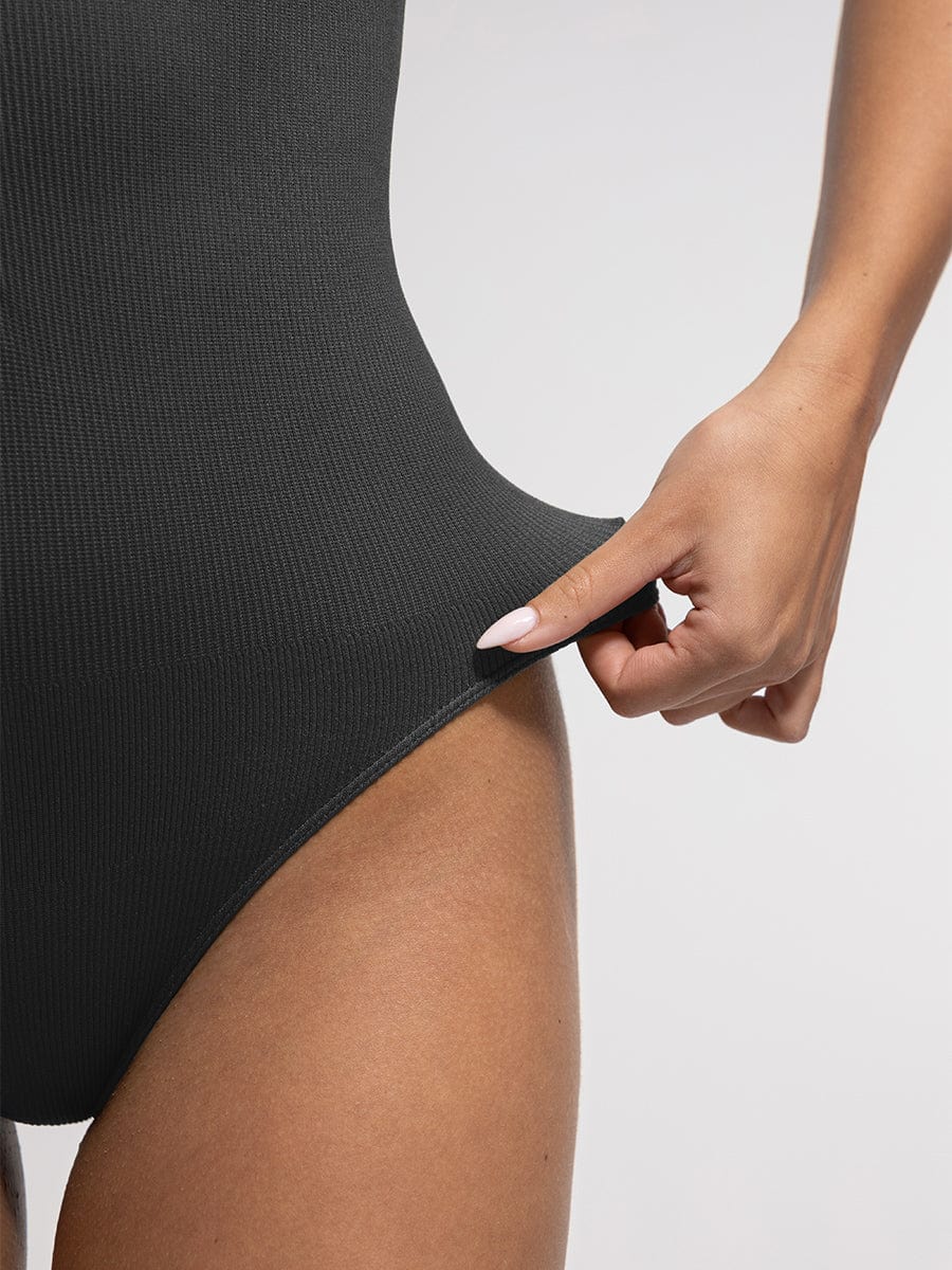 Seamless Ribbed Zip-Up Bodysuit
