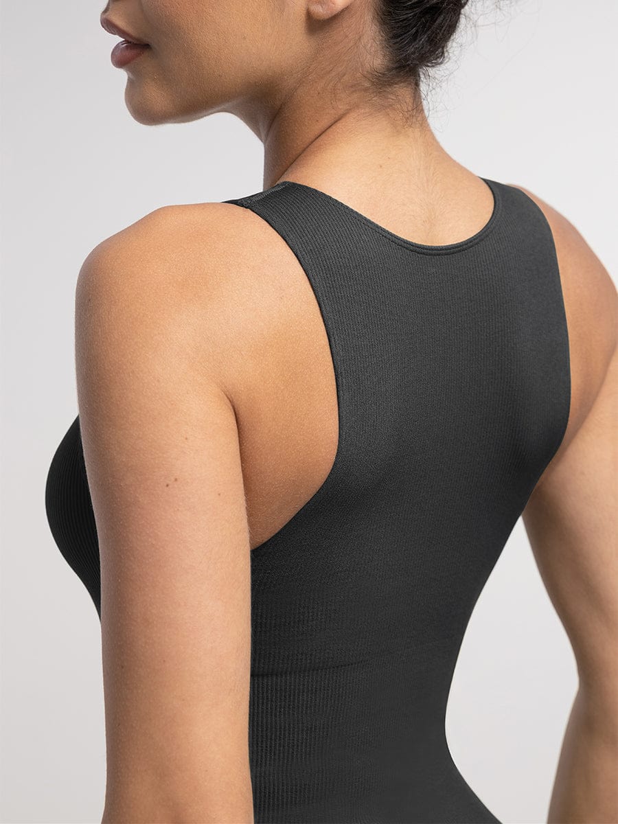 Seamless Ribbed Zip-Up Bodysuit