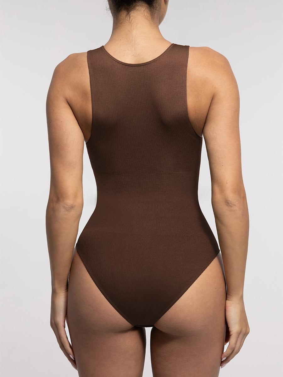Seamless Ribbed Zip-Up Bodysuit