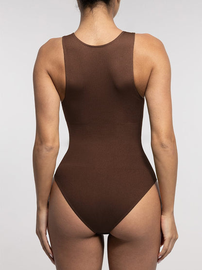Seamless Ribbed Zip-Up Bodysuit