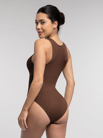 Seamless Ribbed Zip-Up Bodysuit