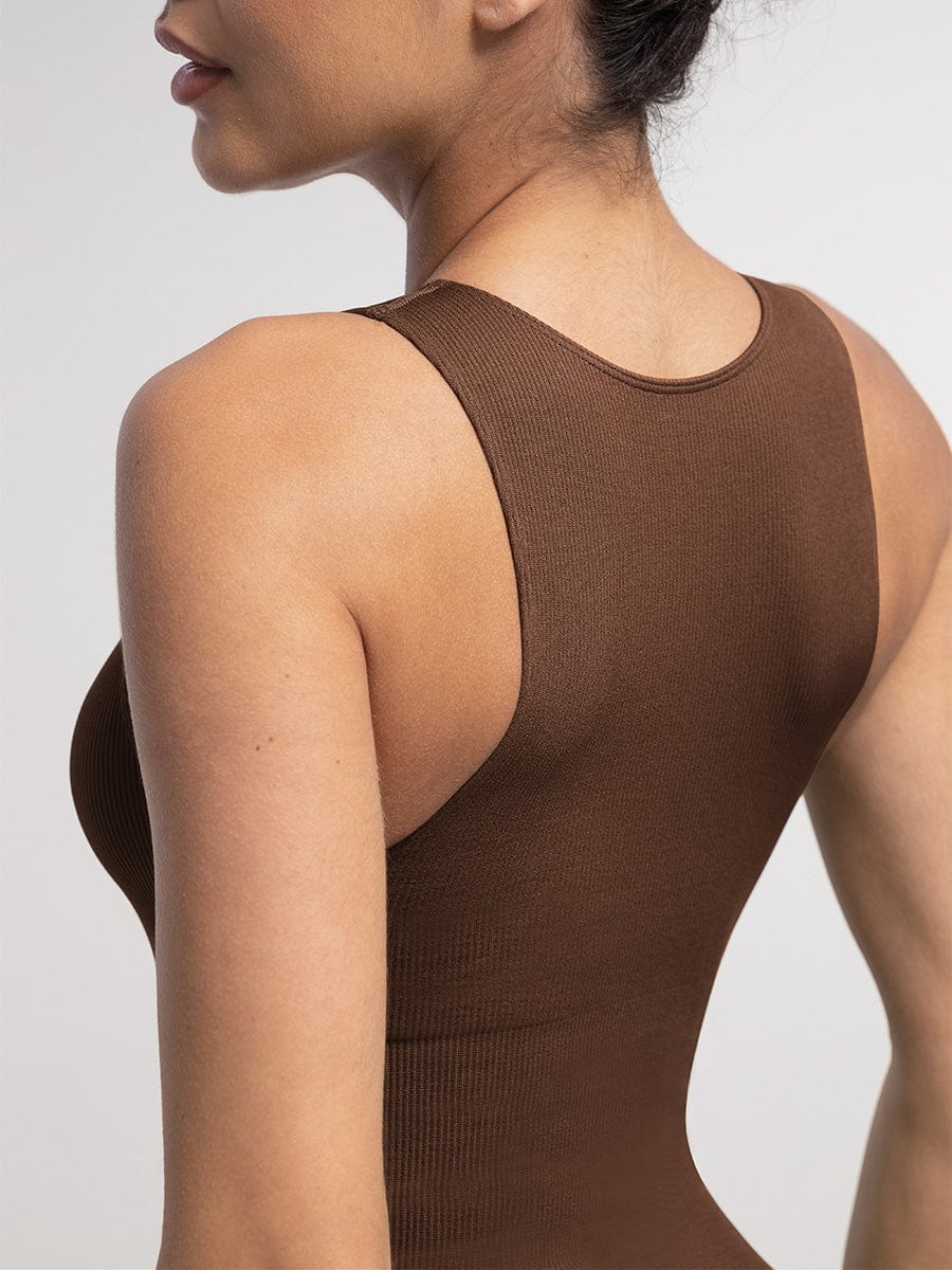 Seamless Ribbed Zip-Up Bodysuit